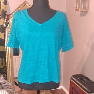 Teal V-Neck Women's Top
